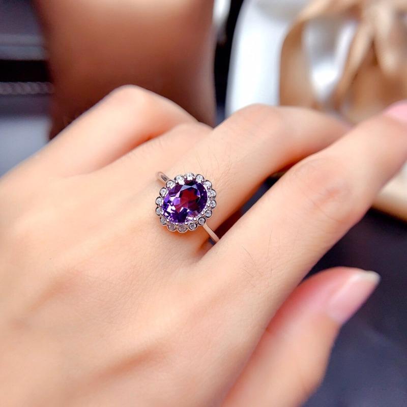 BELLA BOX Новая корейская версия Temperament Oval Amethyst Color Treasure Open Ring Womens Fashion Cuestionary Cushion Set Jewelry