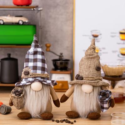 Плюшевая кукла гном Мешок с кофейными зернами Длинная остроконечная шляпа Серая полная борода Самостоящая Большая носовая часть Подарок Милый Настольный Безликий