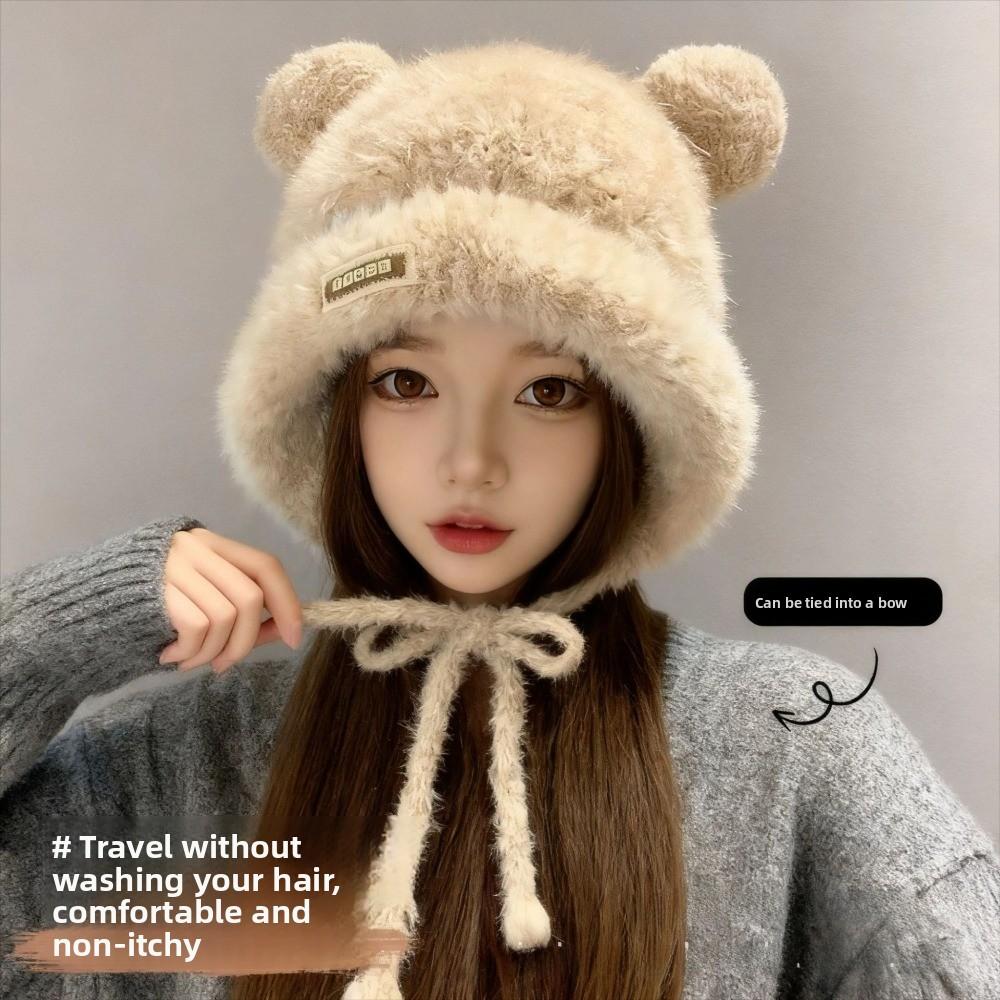 Coldproof Ear Protection Hats Warm Thickened Bear Ears Knitted Hat New Knitted Hat for Outdoor Ski
