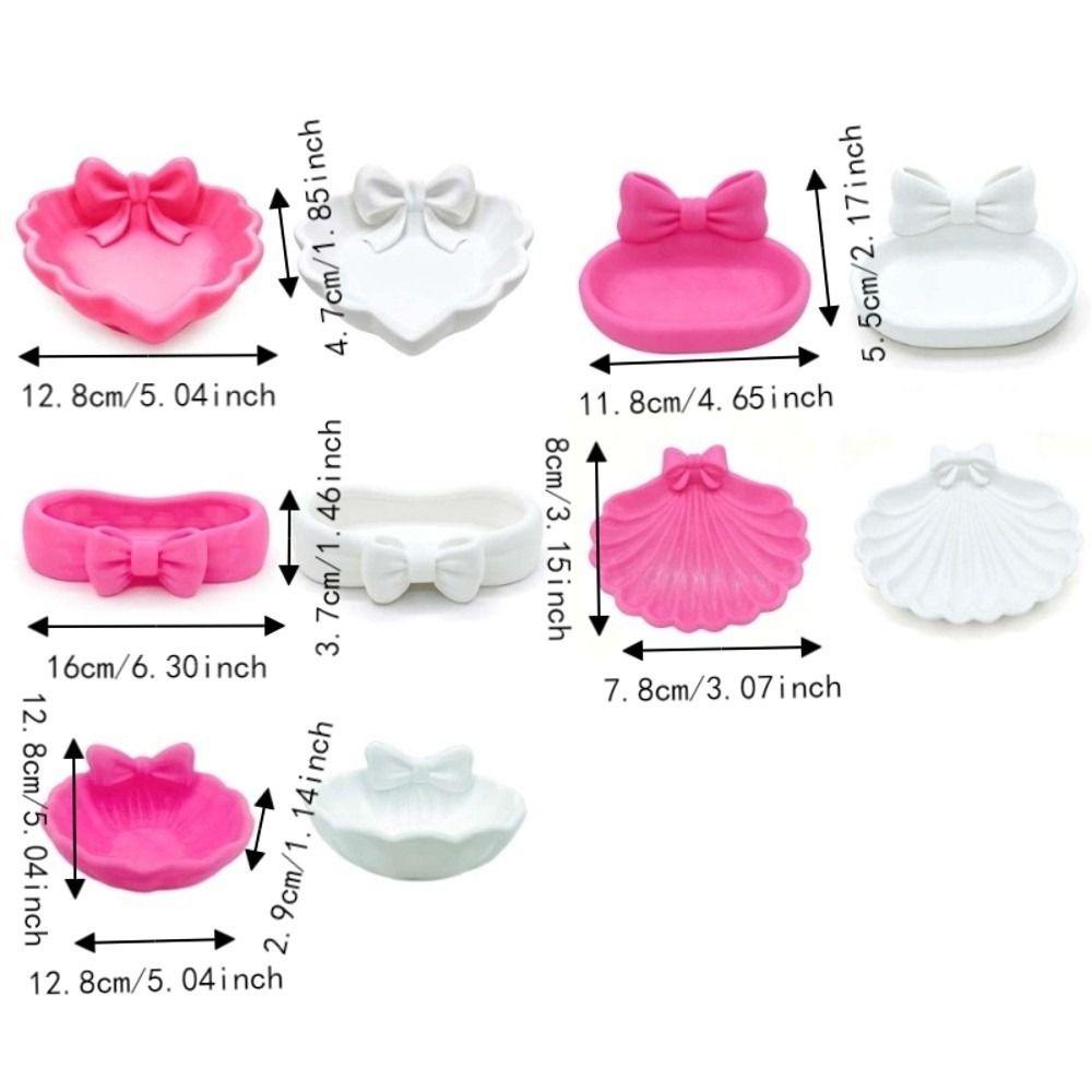 Love Heart Shell Shape Bow Jewelry Tray 3D Printed Jewelry Storage Box Office Supplies