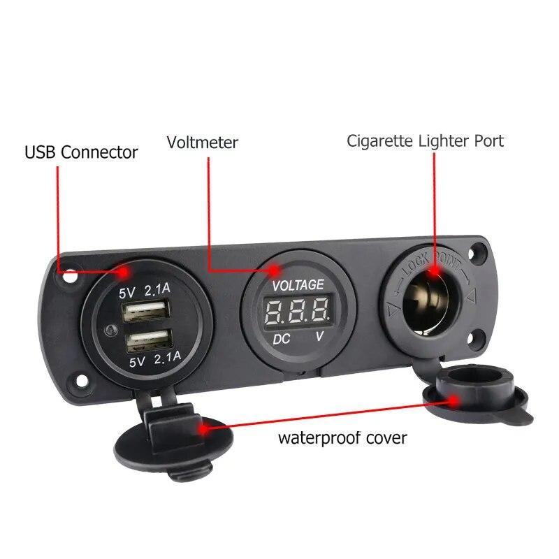 Автомобильное зарядное устройство 12 В с двойным USB 4,2 А и светодиодным цифровым вольтметром, адаптер для розетки питания для автомобиля, лодки, автофургона