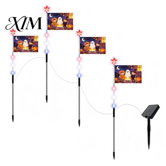 Outdoor Halloween Solar Stake Lights Garden Light, Pumpkin Ghost Cartoon Yard Sign Starlight String Stakes for Events with LED Fairy Lights,