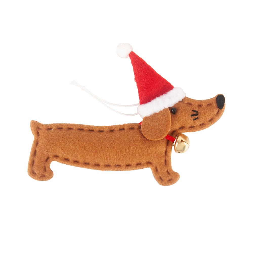 Christmas Ornament Animal Dog Dachshund Shape Xmas Tree Hanging Decoration 2023 New Year Window Pendant Children Gifts