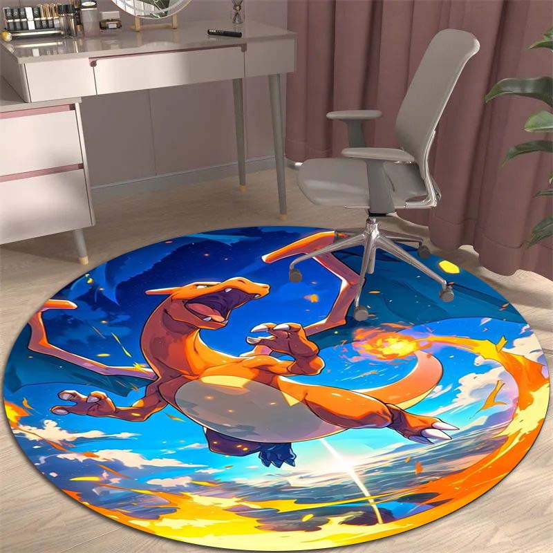 3DPikachu HD Cartoon Round Rug, Suitable for Decorating Living Rooms, Bedrooms, Sofas, and Playrooms; Non-slip Gift.