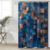 1 Piece Blue Geometric Digital Print Polyester Shower Curtain with Hooks, Modern Bathroom Decor, Curtain | Polyester Fabric