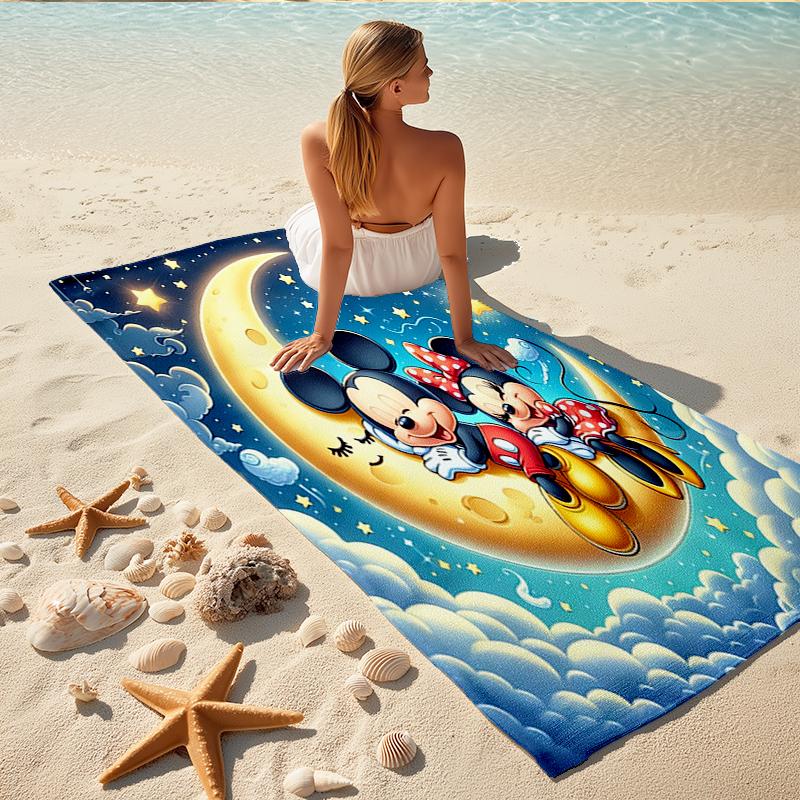 1Pc Mickey Minnie Moonlit Adventure Beach Towel, Quick Dry, Multi-Use for Beach Pool Gym Yoga Home Travel, Christmas, Halloween, Xmas Gift M928428