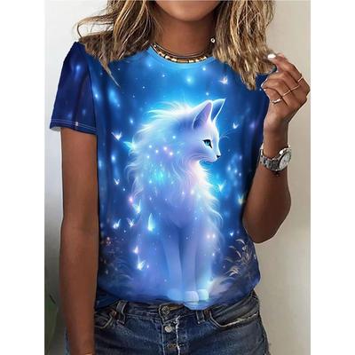 Летние футболки с 3D-принтом для женщин, уличная одежда, повседневная мода с животными, футболка Y2k с коротким рукавом, футболки с круглым вырезом, топы, одежда