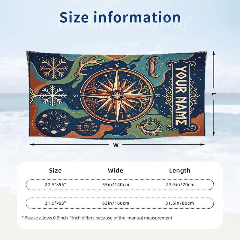 Colorful Sugar Skull Art Theme Quick Dry Beach Towel Custom Name Text Print Large Sand Resistant Towel Beach Vacation