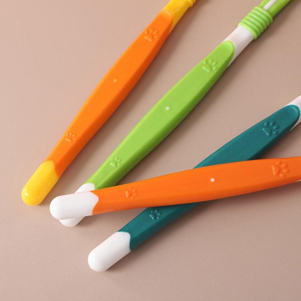Small Dog Soft Bristle Toothbrush Pet Three-head Toothbrush Nylon Pet Oral Care Cleaning