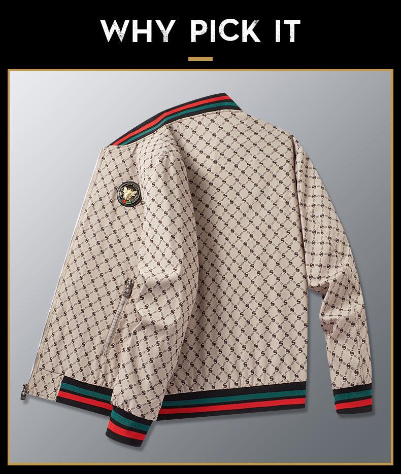 Европейская роскошная мужская куртка с принтом букв и бейсбольным воротником, бестселлер 2025