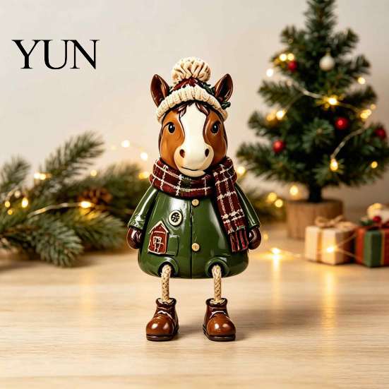 Seasonal Home Decor for Christmas Shelf Sitter Figurines, Retro Farm Animal Hanging Leg Decor, Indoor Winter Holiday Decorations Ornaments Mantel