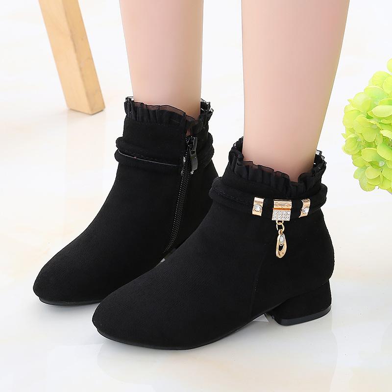 Girls' Ankle Boots Spring and Autumn Girls High Heel Short Boots Children's Single Boots Medium and Large Children's Boots