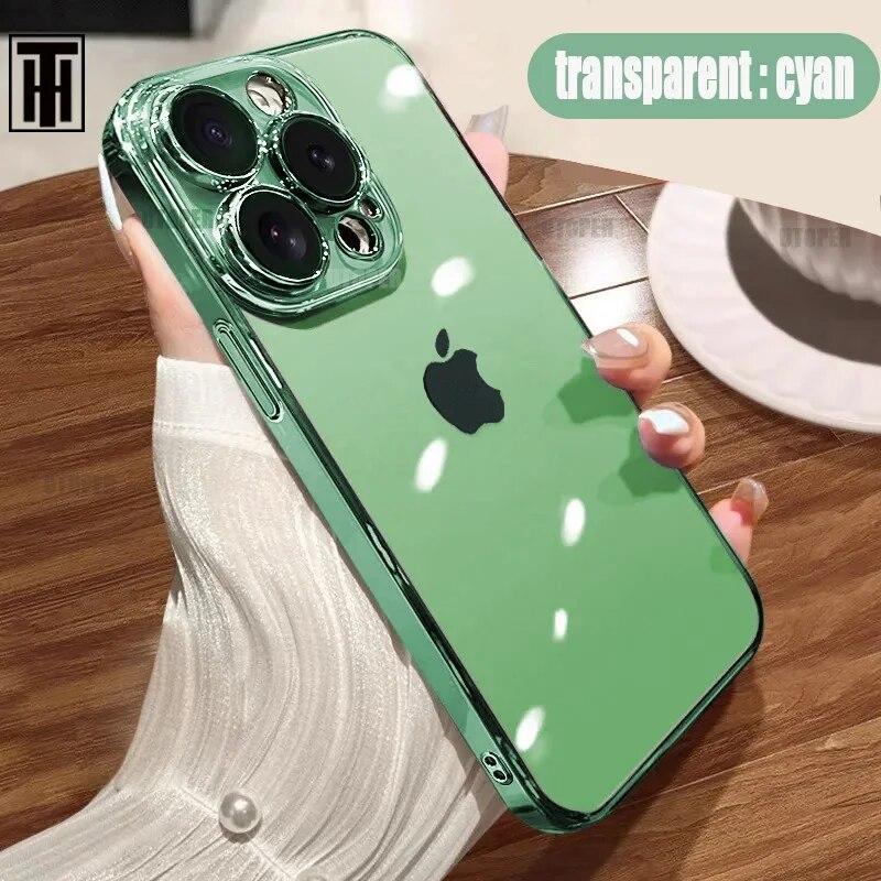 Роскошный прозрачный чехол для телефона основных цветов для IPhone 15 14 11 12 13 14 Pro Max Mini XS X Plus, защитная рамка с покрытием