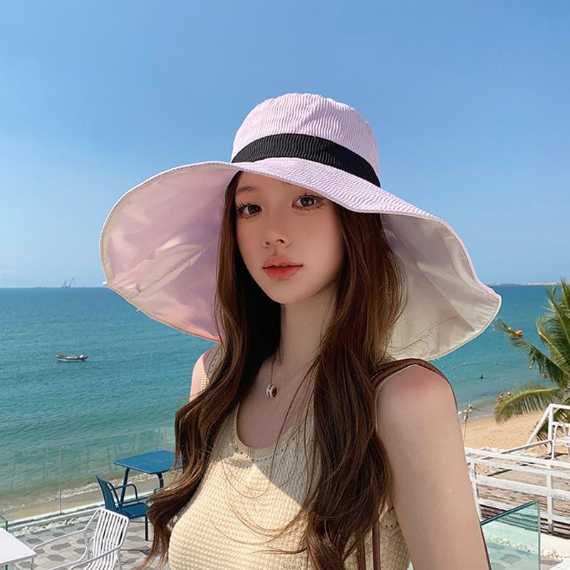 Рыбацкая шляпа с большими полями, летняя уличная шляпа от солнца с бантом, туристическая шляпа от солнца, женская пляжная шляпа-ведро