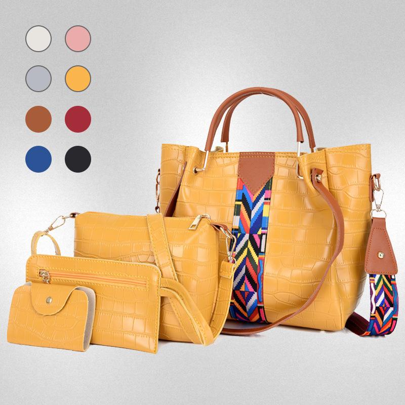 Новая модная сумка-четверка для мамы и ребенка из лакированной кожи с узором «камень», вставками контрастного цвета, одноплечная сумка-кроссбоди, цветная женская сумка