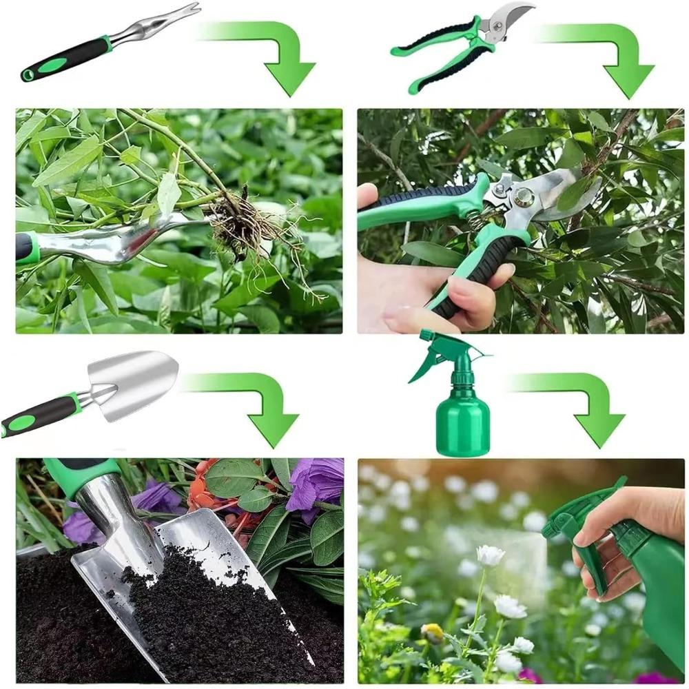 This 11-piece gardening tool set is ergonomically designed and comes with a tool bag.