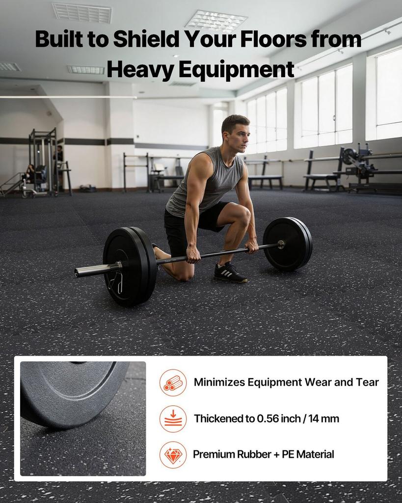 Puzzle Exercise Mat, 24 PCS Fitness Equipment Mats, 610 x 610 x 14 mm, High-Density EVA Foam Mats Set, Interlocking Rubber Soft Tiles, Protective