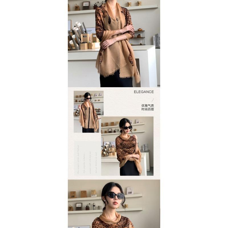 Vintage Leopard Print Scarf Women S Luxury Shawl For Spring Autumn