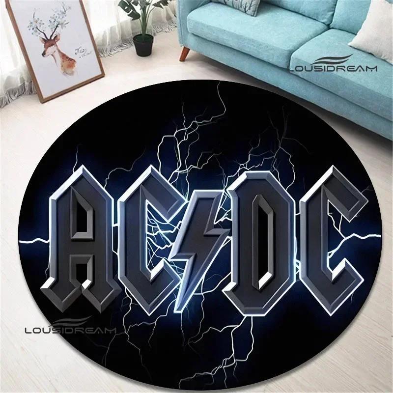 Rock band AC/DC retro printed round carpet bedroom beautiful carpet non -slip door pad floor mats area rug birthday gift