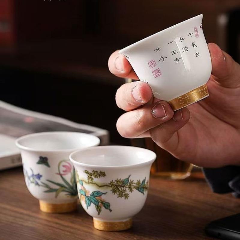 Чайная чашка «Кунг-фу» «Двенадцать богов цветов», набор из 12 предметов, эмалированная пастельная керамика, подарочная коробка, керамика и гончарные изделия для хозяина, китайская чайная утварь, бар