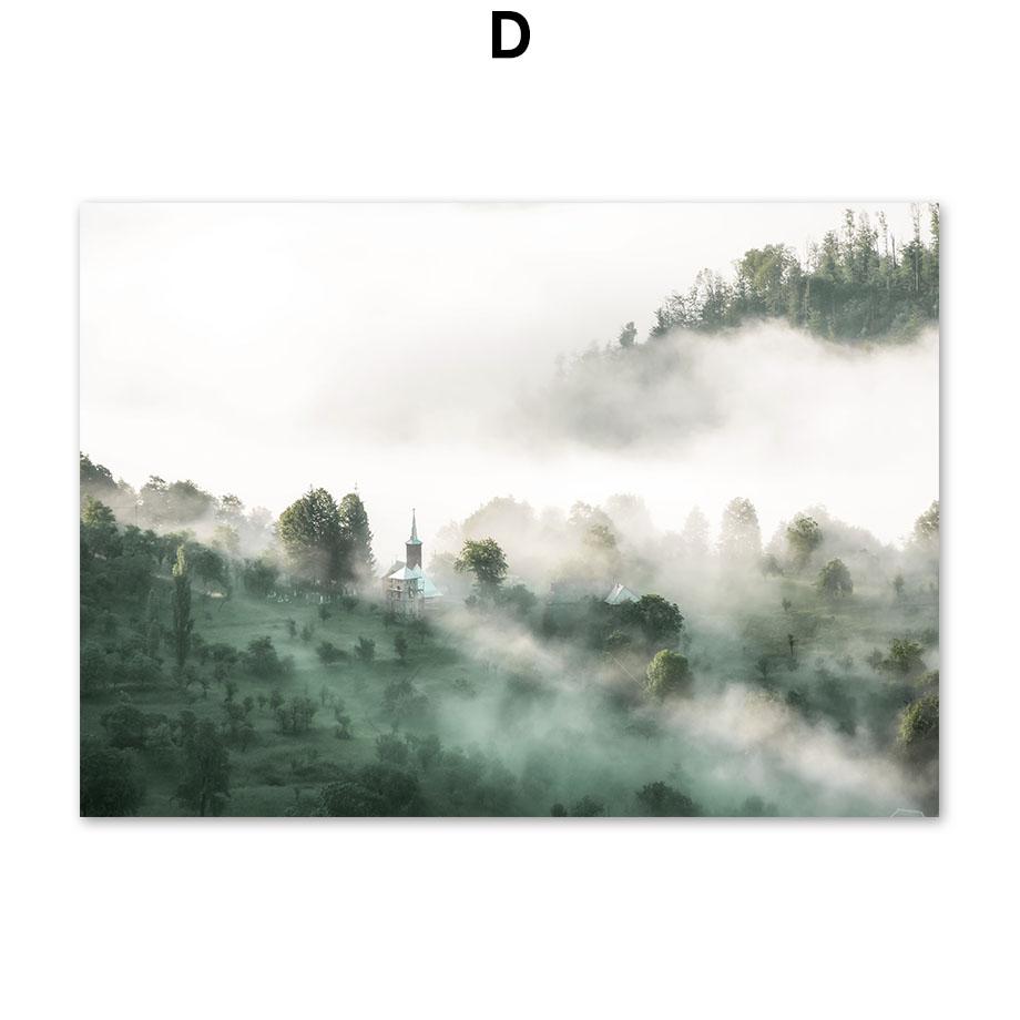 Лилия, трава, лист, туман, лес, озеро, замок, постеры на скандинавскую тему и принты, холст, живопись, настенные художественные фотографии для гостиной, домашний декор