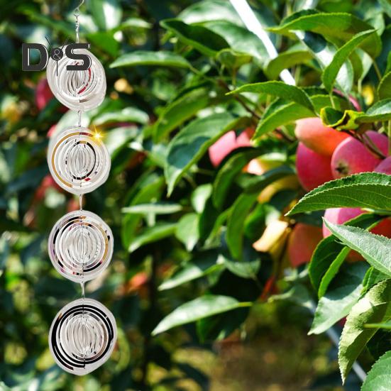 Metal Bird Reflector Wind Spinner Double-Sided Highly Reflective Indoor Outdoor Garden Yard Farm Hanging Love Heart Spiral Bird Deterrent Ornament