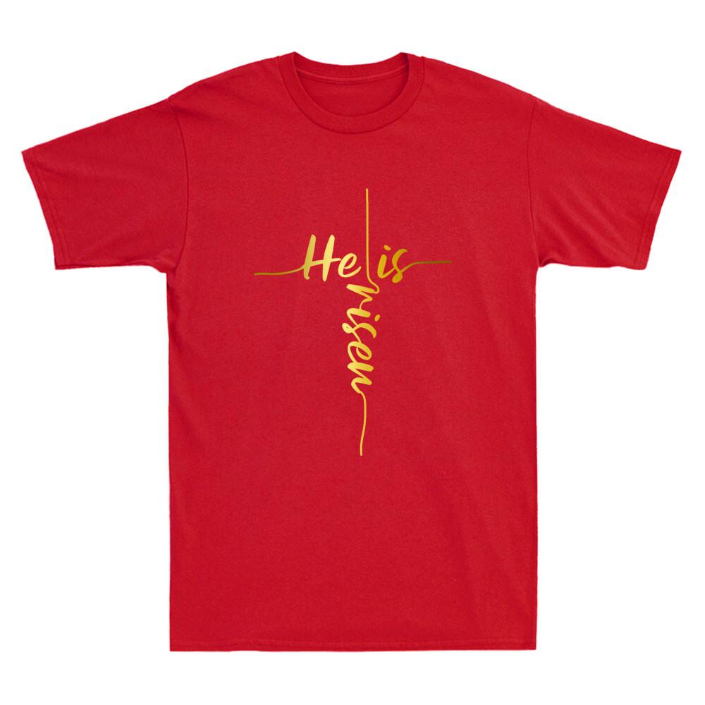 He Is Risen Easter Day Jesus Cross Religious Christian Bible Cool Unisexs Tshirt