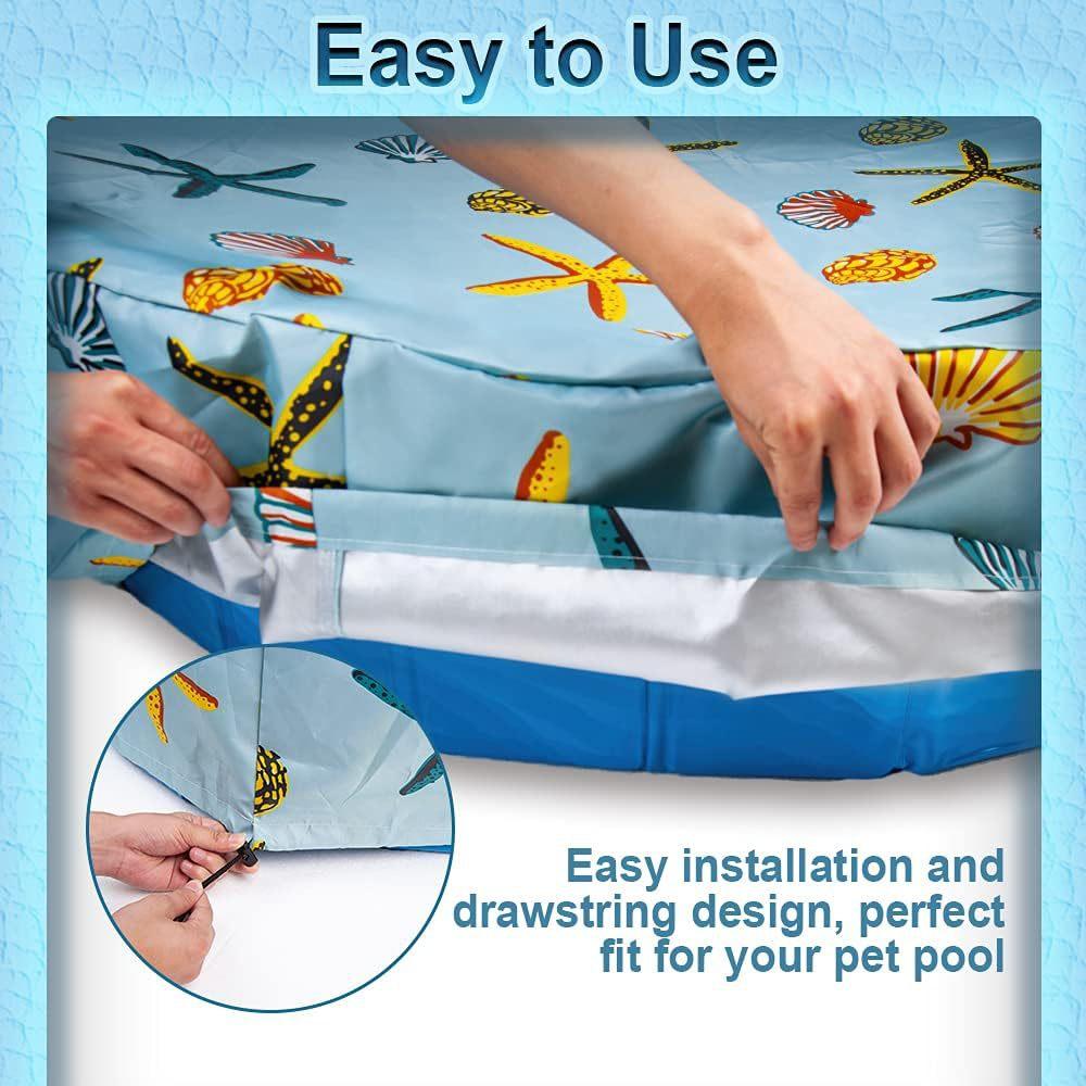 Round Dog Pool Cover - -, Foldable Flocking Protector for Small Pet Paddling Pool
