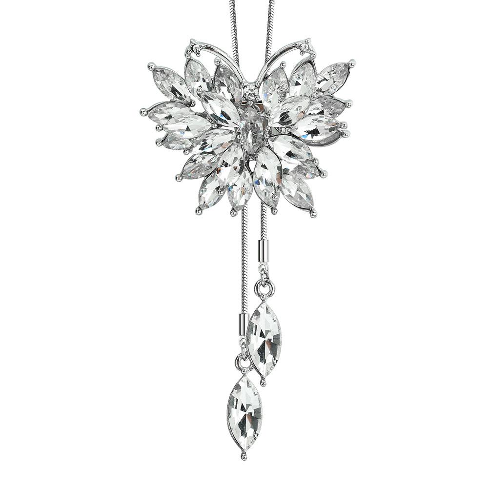 Autumn And Winter High-End Crystal Butterfly Sweater Chain Temperament Versatile One Two Wear Long Fringed Necklace Luxury