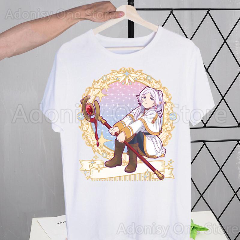 Frieren Harajuku Мужская футболка с принтом Мужская футболка с коротким рукавом Повседневная футболка Мужская уличная одежда Топы