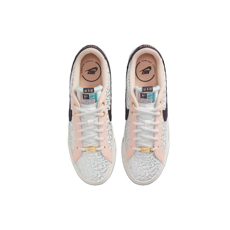 Serena Williams Design Crew x Nike Court Legacy Белые Бледно-коралловые Женские Кроссовки Summit-White Metallic-Gold Cave-Purple DJ1454-100