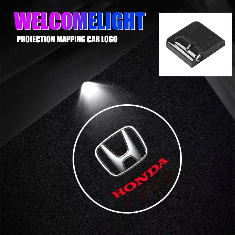 2PCS LED Car Door Welcome Light Emblems HD Projector Lamp For Honda Civic Fit Jazz Accord Pilot CRV Odyssey Passport Accessories VO8