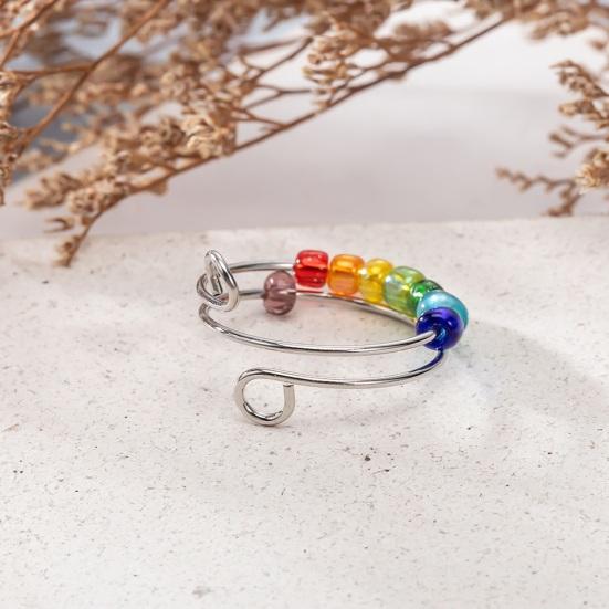 Вращающееся кольцо с разноцветными бусинами для снятия стресса и тревоги, открытое регулируемое кольцо для мужчин и женщин, модные ювелирные изделия, аксессуары, рождественский, новогодний подарок