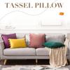 Pack of 2 Fall Velvet Soft Solid Decorative Throw Pillow Cover with Tassels Fringe Boho Accent Cushion Case for Couch Sofa Bed 18 X 18 Inch