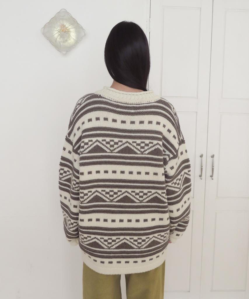 FUNFROMFUN Номад Пуловер в стиле Fair Isle, Коричневый