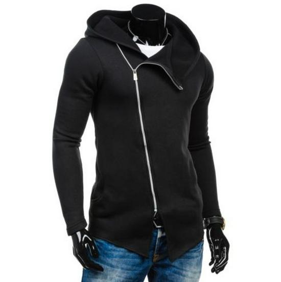 Men’s Fashion Casual Hoodie with Slant Zipper Design