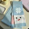 Korean Style Snowman Pattern Scarf Snowflake Knitted Shawl Fashion Cashmere Blend Scarf  Unisex
