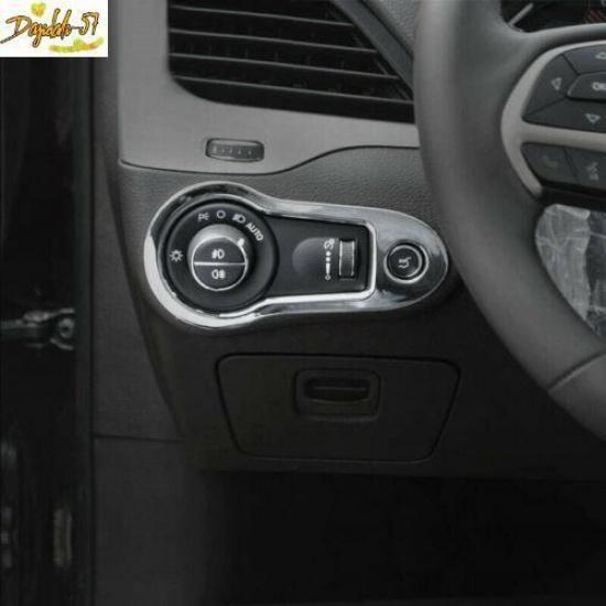 For 2016- Jeep Cherokee ABS Chrome Interior Car Headlight Adjust Cover New
