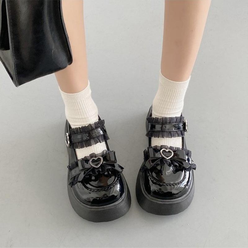 Fashion Japanese Kawaii Lolita Shoes JK Uniform Pumpd Mary Janes Dress Cosplay Heel Beige Black Loafers Platform Talon Femme Escarpins