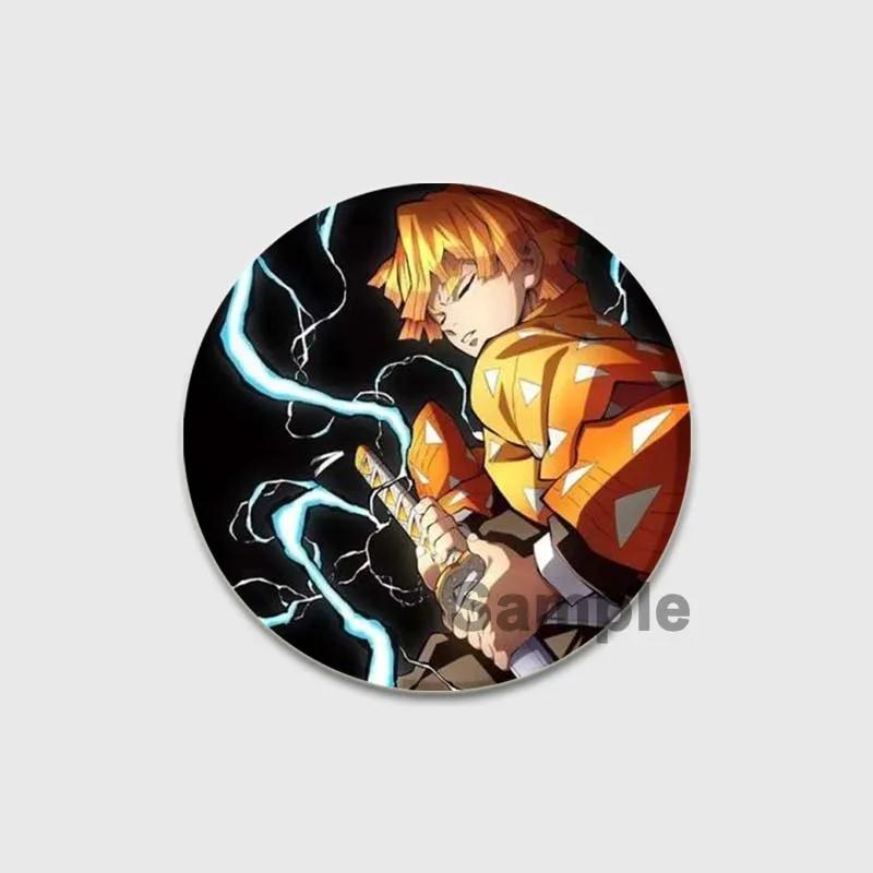 32/44/58mm Round Anime Brooches Kamado Tanjirou Tsuyuri Kanao Hashibira Inosuke Rengoku Kyoujurou Agatsuma Zenitsu Akaza Badge Lapel Pins