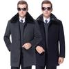 Detachable Down-lined Mink and Rabbit Fur Collar Coat for Middle-aged and Elderly Men with Lapel Wool Woolen Coat
