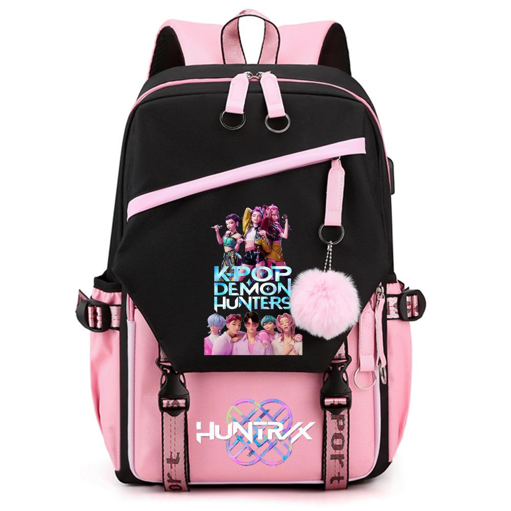 Милый Kpop Рюкзак с принтом Охотников на демонов Большой вместимости для подростка, студента, девочки, мальчика, школьный портфель, сумка для книг, детский подарок, женская водонепроницаемая дорожная сумка, Mochila