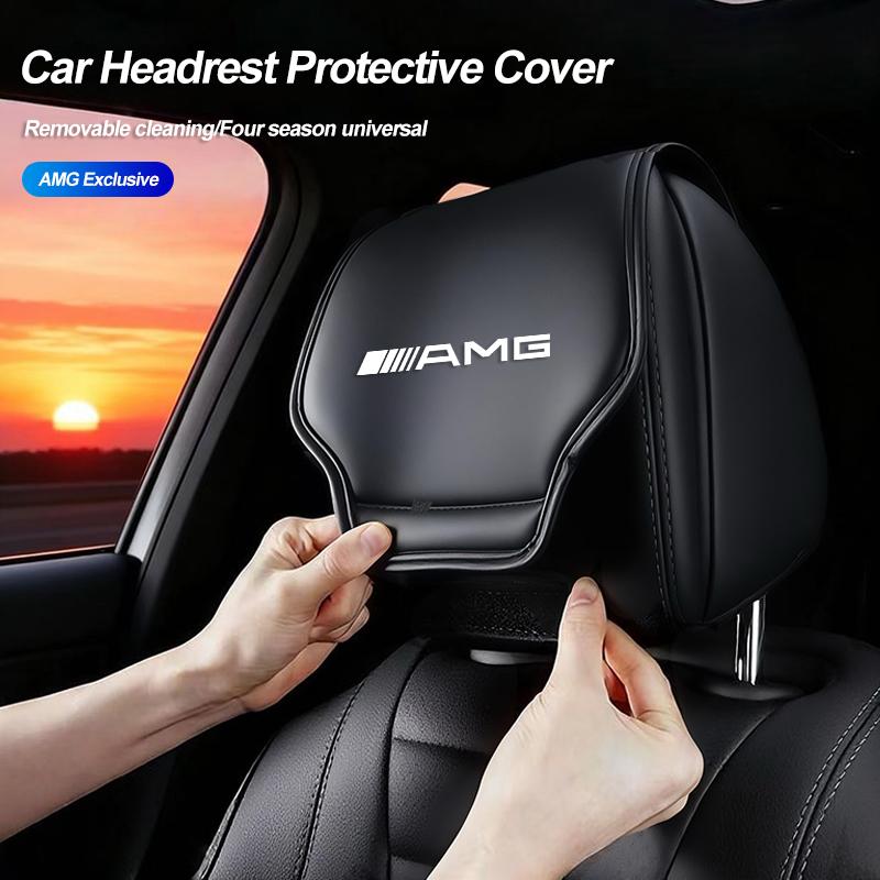 2PCS Car Headrest Protector Cover Interior Accessories For Mercedes Benz AMG W203 W205 W206 W211 W220 W212 W201 W210 Brabus SU1