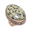 Dalmation Jasper Gemstone Copper Jewelry Ring Size 7 y9L31
