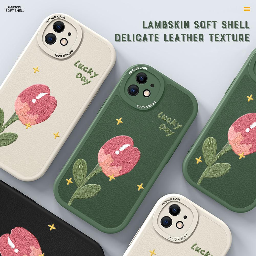 Чехол из искусственной кожи с цветком для Vivo V23E Y15 Y91 Y51 OPPO A9 Reno8 6 Realme 10 Pro C21 C12 C15 C35 Huawei Nova 7i P30 Lite Infinix Hot 10S, чехол для телефона