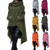 Women's Fashion Solid Color Draw Cord Coat Long Sleeve Loose Casual Poncho Coat Hooded Pullover Long Hoodies Sweatshirts
