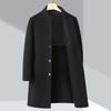Осенне-зимнее двухстороннее шерстяное пальто с воротником-стойкой, мужская длинная ветровка из утолщенной шерсти, мужское кашемировое пальто для папы среднего возраста