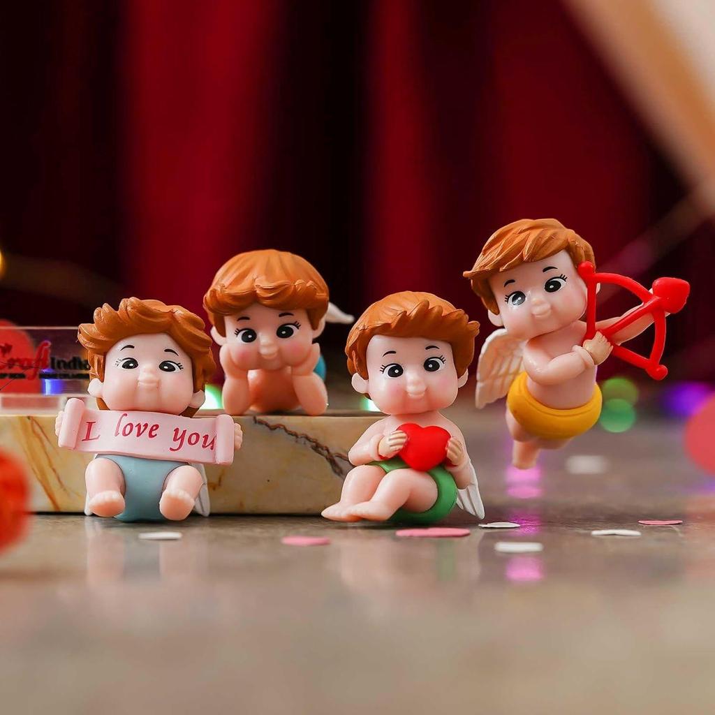 Cupid Miniature Showpieces (Set of 4) Valentine Day Decoration Items | Home Decor Latest