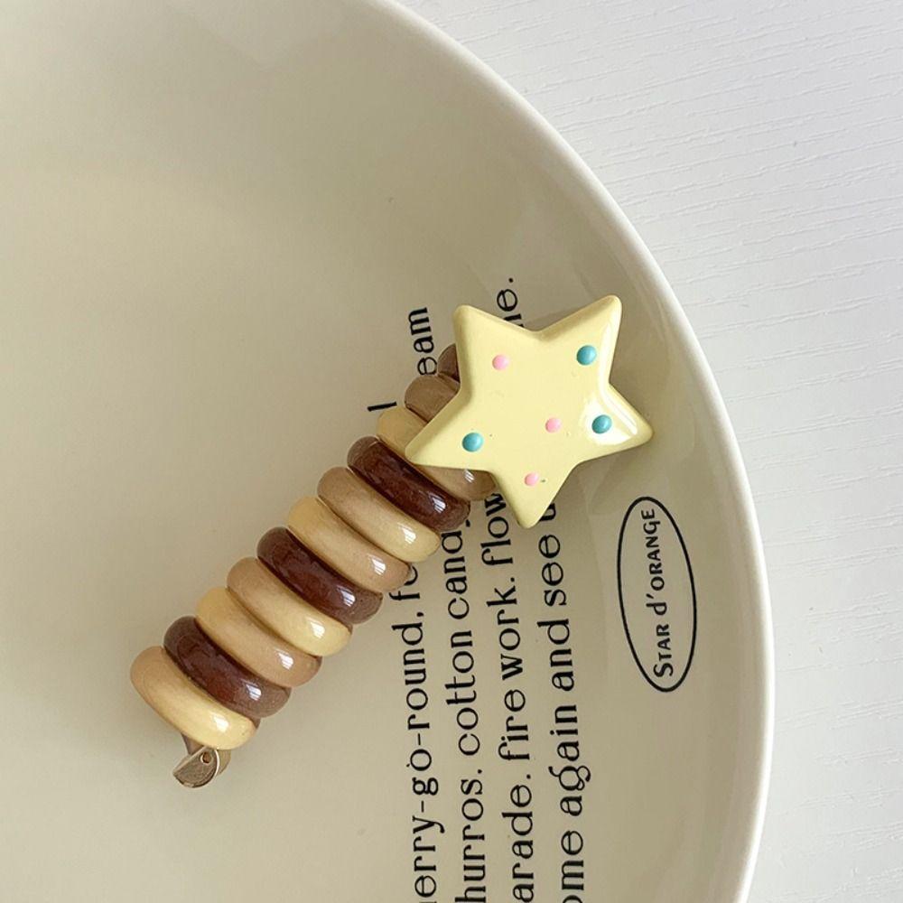 Звездный Радужный Кольцо для Волос Конфетный Цвет Спиральная Пружина Веревка для Волос Милая Телефонная Линия Веревка для Волос Платформа