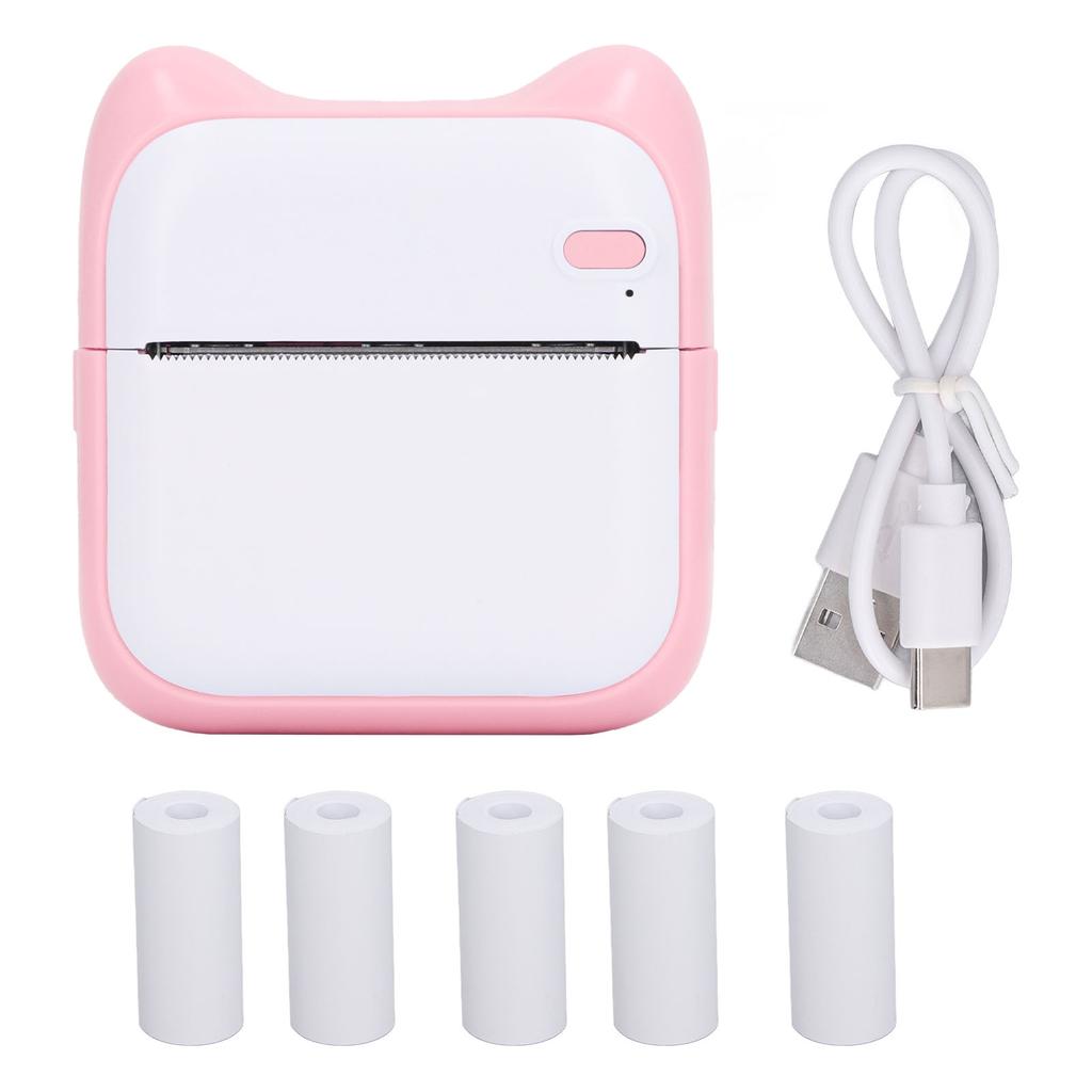 Мини-карманный принтер с 5 рулонами бумаги Bluetooth-принтер термопечатающая машина для фото этикеток